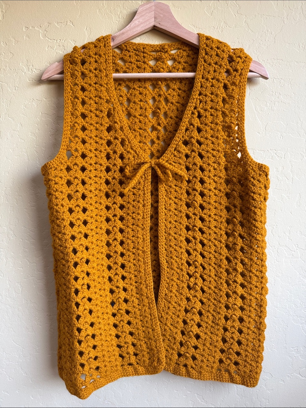 Vintage Mustard Crochet Knit Vest